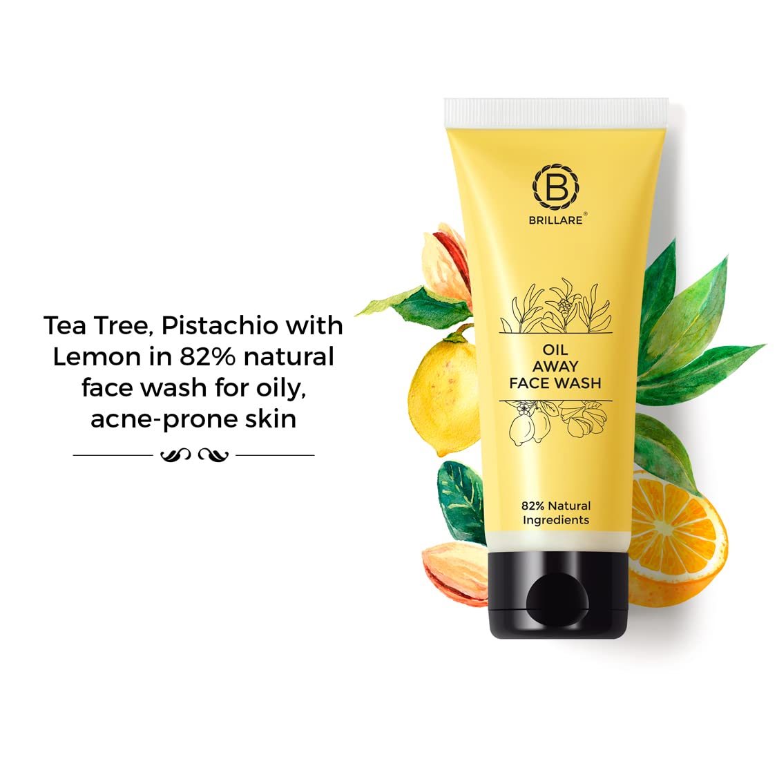Brillare Professional Oil Away Natural Face Wash With Tea Tree and Turmeric (100 ML) & Brillare Pure Coconut Oil Combo