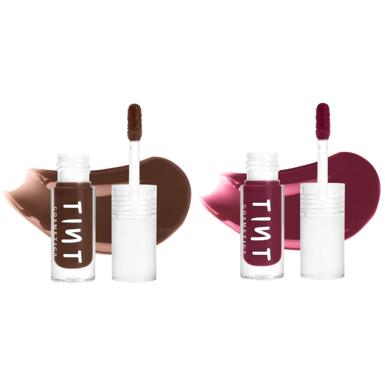 Tint Cosmetics 2.5ml Set of 2 Lipgloss, Brown & Deep Wine, Non Sticky, Hydrating, Light Weight, Long Lasting, High Shine & Soft Natural Liquid Lip Gloss For Girl & Women (Mocha & Vino)