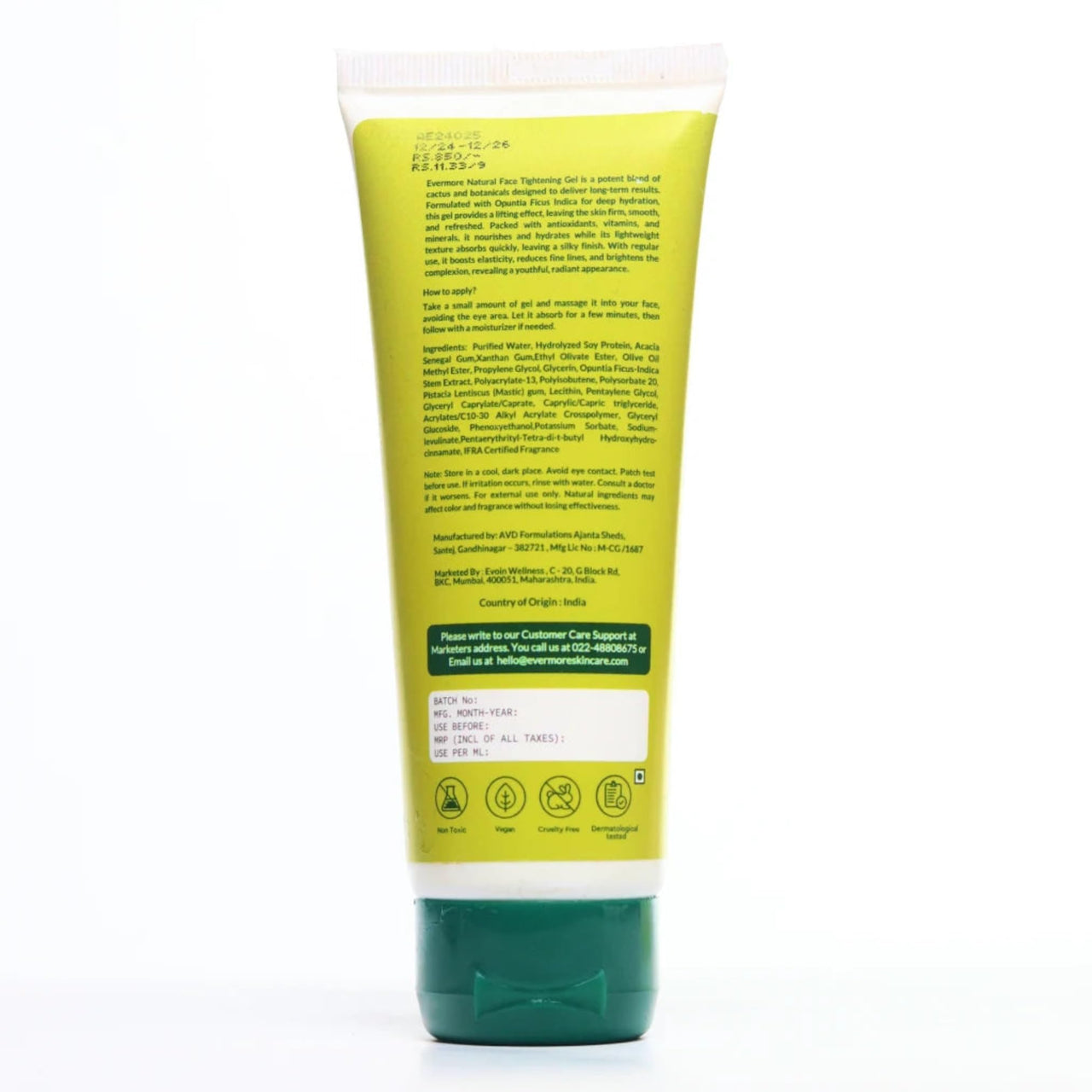 EVERMORE Mexican Cactus Face Gel | Skin Tightening, Anti-Aging, Skin Hydration | Reduces Wrinkles | Quick Absorption | Skin Moisturizer | Paraben Free |For Women & Men, All Skin Types | 75Gm
