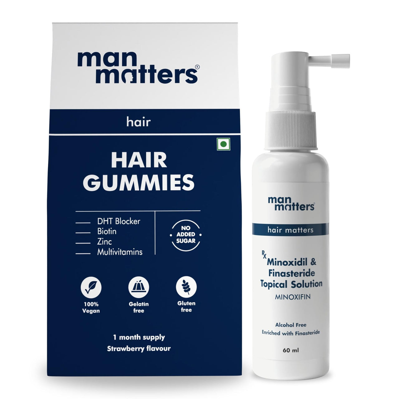 Man Matters Stage 3 Hair Fall Kit | Minoxidil with Finasteride 60ml with Biotin Hair Gummies 30N | Stimulates Hair Follicles, Nourishes Hair & Promotes Hair Growth