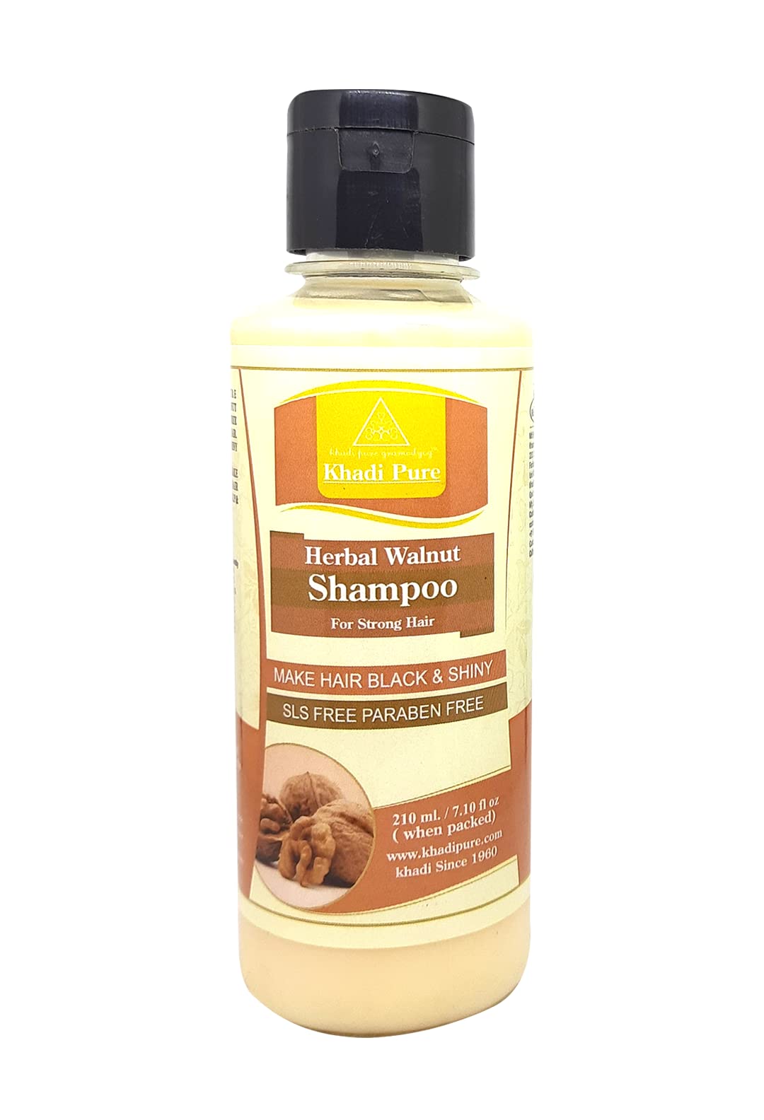 Khadi Pure Herbal Walnut Shampoo/Hair Cleanser Sls-Paraben Free, 210 ml,Beige,KPWALNUTSHX1(SLS)