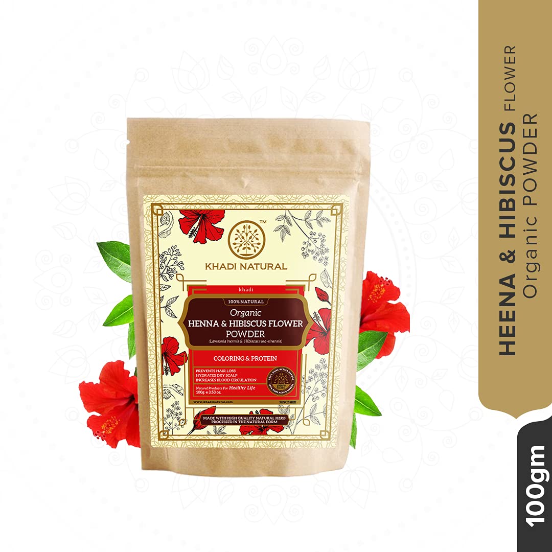 Khadi Natural Organic Amla & Hibiscus Powder Combo | Nourishing Hair Formula for Strength | Provides shine & Natural Color - (200gm x 2)