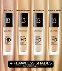 Lakyou Beauty Ultra HD Invisible Cover Foundation | Seamless Blend | High Definition Finish | Lightweight & Long-Lasting | Shade-02(Soft Ivory) | 30ml