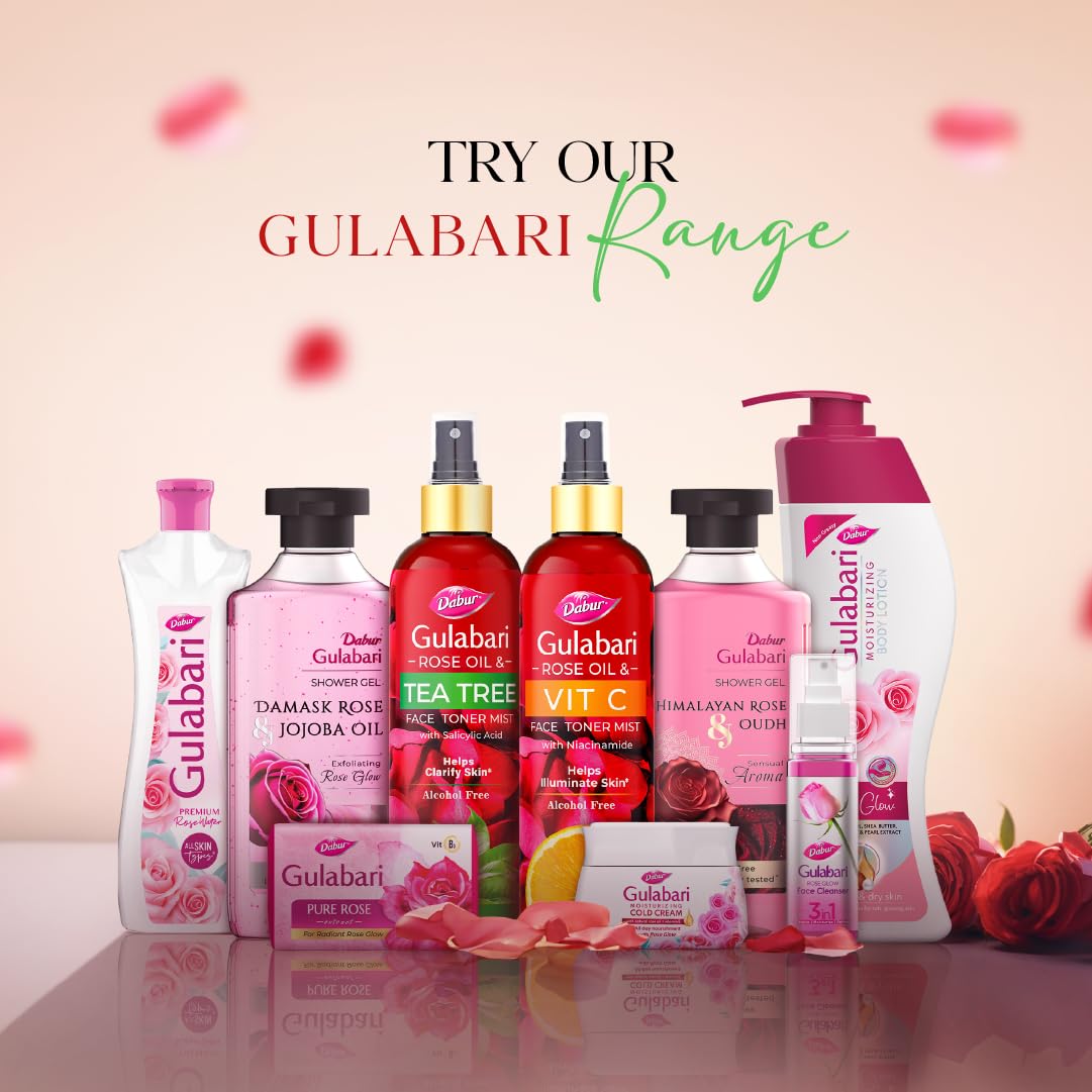 Dabur Gulabari Rose Oil & Tea Tree Face Toner Mist & Rosewater with Salicylic Acid - 100ml | Treats breakouts, blackheads, and whiteheads | Tightens and Refines Pores | Alcohol free