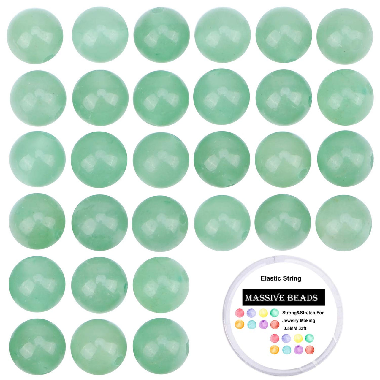 100Pcs Natural Crystal Beads Stone Gemstone Round Loose Energy Healing Beads with Free Crystal Stretch Cord for Jewelry Making (Green Aventurine, 8MM) Green Aventurine
