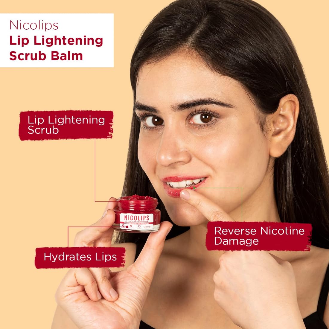 Bella Vita Organic NicoLips Lip Scrub & NicoBalm Lip Balm Combo For Dry, Chapped & Dark Lips Remover Treatment, 20 g, 4 g