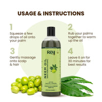 Rey Naturals Neem Oil, Coconut Oil & Castor Oil For Hair Growth, Soothing Scalp, Dandruff & Hairfall Control (Nariyal Oil), Cold Pressed Oil For Hair & Skin Care -200ml*2 | Virgin Unrefined Herbal Oil