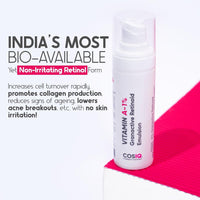 Cos-IQ 1% Vitamin A Granactive Retinoid Emulsion Face Serum | Vit-A Anti Ageing Night Cream Serum for Wrinkles, Fine Lines & Acne | For Women & Men | 30ml