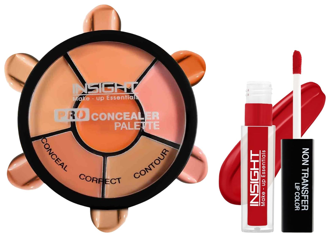 Insight Cosmetics Pro Concealer Palette-ConcealerConceal Correct Contour WaterProof (CR105-Concealer) Non Transfer Lip Color Matte Texture12Hrs Waterproof, 4ml(LG40-02)