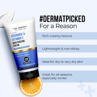 Dr. Sheth's Ceramide & Vitamin C Moisturizing Cream|For Dry To Very Dry Skin|Brightens & Strengthens Skin Barrier|48Hr Deep Hydration|Non Sticky|Biomimetic Ingredients|For Men & Women's |50G