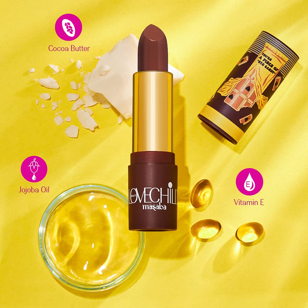 LoveChild Masaba - Barfee - Luxe Matte Lipstick Hydrating & Nourishing, Long lasting, Chocolate Brown Bullet Matte Lipstick, 4ML