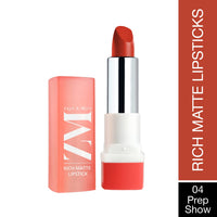 ZM Zayn & Myza Rich Matte Lipstick | Smooth and Light Weight | Intense Color in one Swipe | High Pigmentation Bullet Lip Stick Enriched with Argan oil, Murumuru and Shea Butter, (Prep Show, 4.2 G)