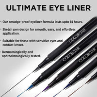 Colorbar Ultimate Eye Liner, Black, 1ml And Colorbar Just Smoky Kajal, Just Black, 1.2g