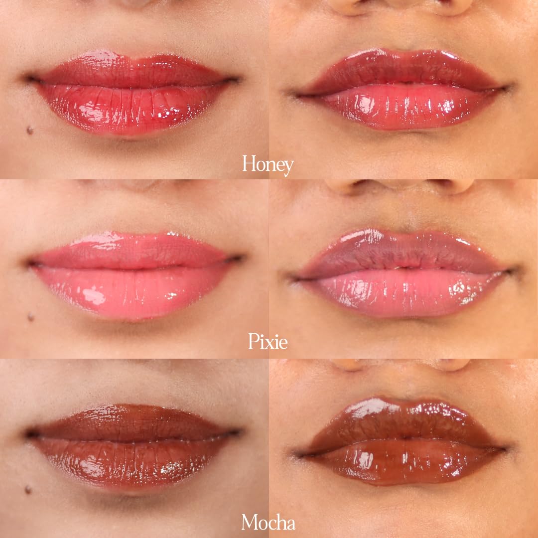 Tint Cosmetics Set of 3 Lipgloss, Honey, Pixie Dust & Berry Pink, Non Sticky, Hydrating, Light Weight, Long Lasting, High Shine & Soft Natural Liquid Lip Gloss For Girls & Women (2.5ml Each)
