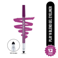 Hilary Rhoda Play n Blend Gel Eyeliner | One Stroke Application | Highly Pigmented | Matte & Shimmer Finish | 2 in 1 Smudger + Eyeliner | Butter Smooth Texture | 1.5g - (Purple Drama | Shade 12)
