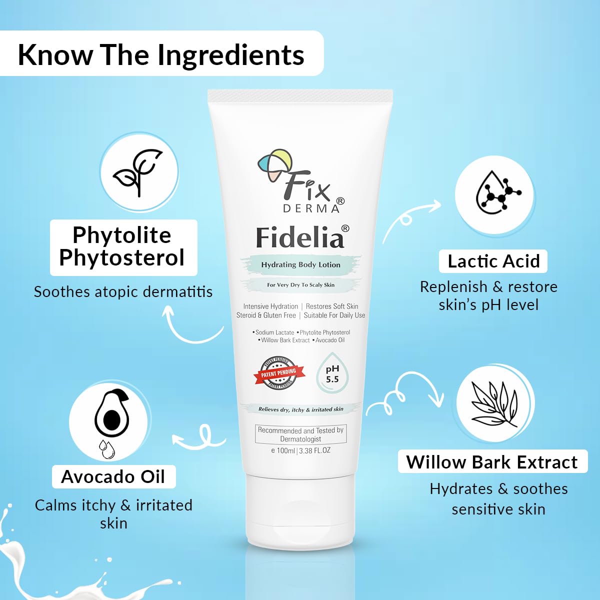Fixderma Fidelia Hydrating Body Lotion | Moisturizer for face & Body | Body lotion for Winter | Body lotion for Women & Men Hydrating Lotion - 100 ml (Pack of 1)