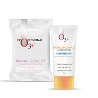 O3+ Radiance Skincare Combo With Facial Kit for Radiant & Glowing Skin 120g & UVA UVB Ultra Light Sunscreen With SPF50 PA+++ 75g