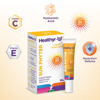 Healthyr-U Sun Phyter Liquid Sunscreen | Broad Spectrum UV Protection with SPF 50 PA+++ | Pollution Protection With Phytovie® Defense | With Vitamin C, Vitamin E & Hyaluronic Acid | Lightweight, No White Cast | For All Skin Types | For Women & Men | 30g