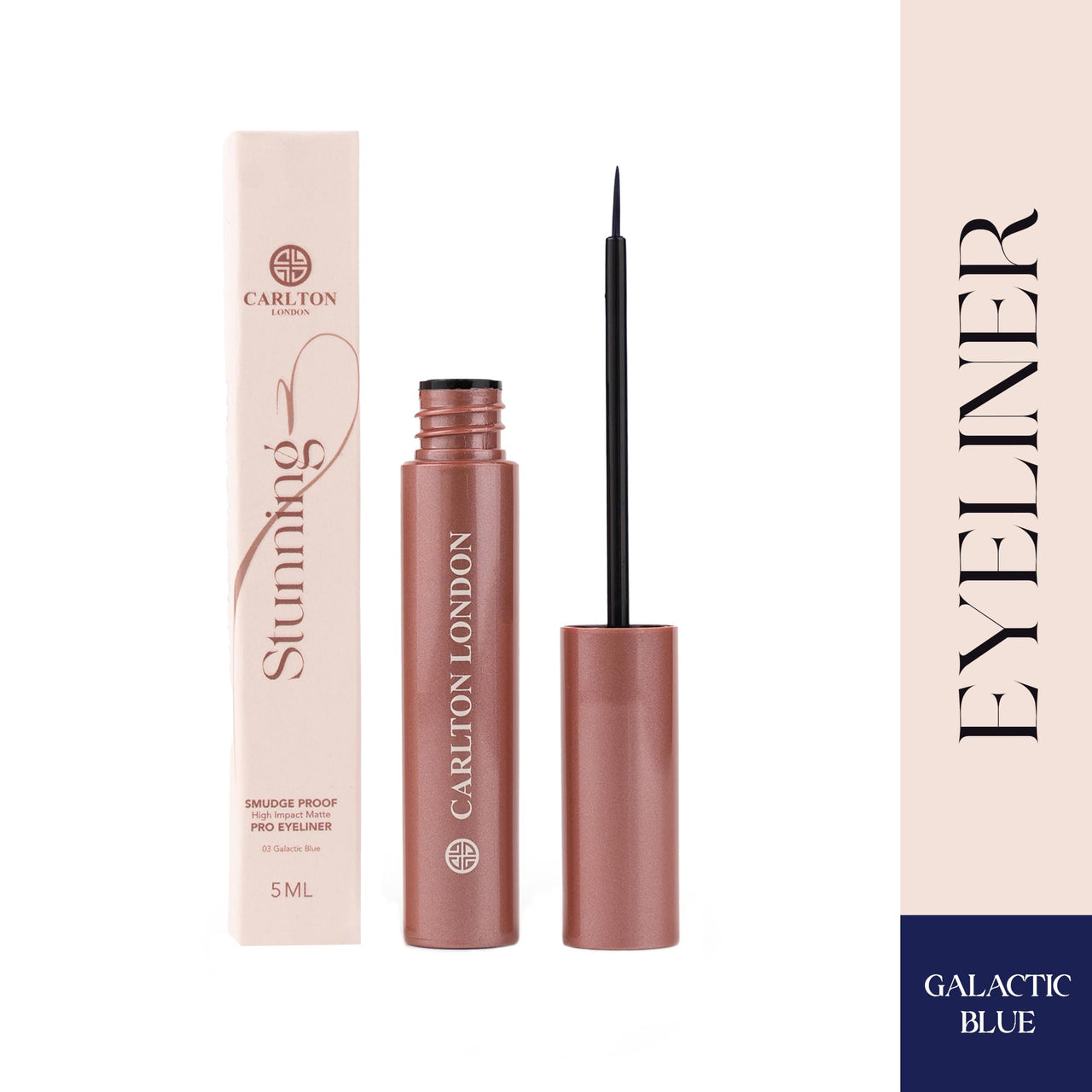 Carlton London Stunnig Black Liquid Eye Liner |Enriched With Vitamin-E |Long Lasting Matte Waterproof Liner, Smudge Proof, Transfer Proof Eye Makeup |Upto 24 Hrs - 5ML(Galactic Blue)