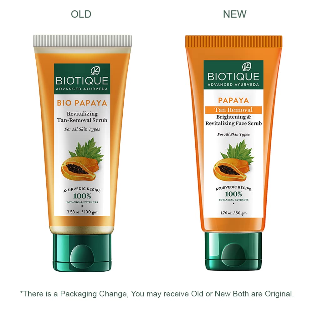 Biotique Bio Morning Nectar Visibly Flawless Skin Moisturizer, 120ml & Biotique Papaya Tan Removal Brightening & Reviatalizing Face Scrub For All Skin Types, 100g