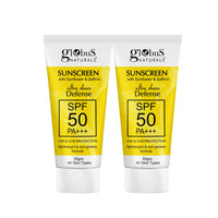 Globus Naturals Sunscreen with Ultra Sheen Defense, SPF 50 PA+++, UVA & UVB Protection, Lightweight & Non-greesy Formula, Normal to Oily Skin, 50 gm (Pack of 2)