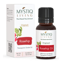 Mystiq Living Rosehip Seed Oil for Skin & Face - 15 ML | Rosehip Face Oil for Gua Sha Massage Fine Lines, Acne Scars,Under Eye, Curly Hair and Anti Pigmentation | 100% Pure & Natural, Cold Pressed