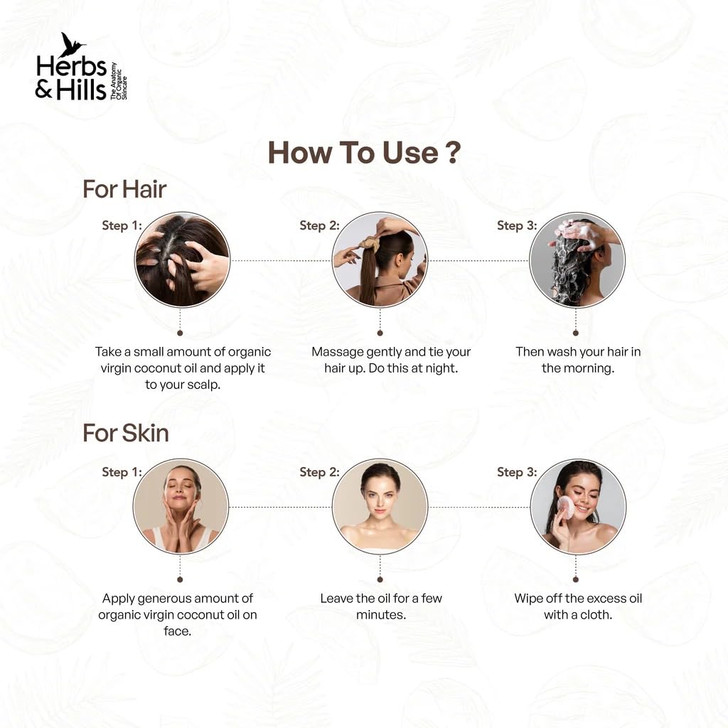 Herbs & Hills Coconut Hair Oil 300ml | Coconut Milk and AnaGain for Strong & Shiny Hair | Oil For Hair Fall, Strength, Damage, Thinning | Healthy, Nourished Hair