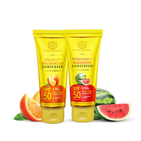 Khadi Natural Vitamin C + Hyaluronic Acid Sunscreen Aqua Gel Spf 50 Pa+++ & Watermelon & Niacinamide Sunscreen Aqua Gel Spf 50 Pa+++ Combo Pack For All Skin Types| (100Gm Each)