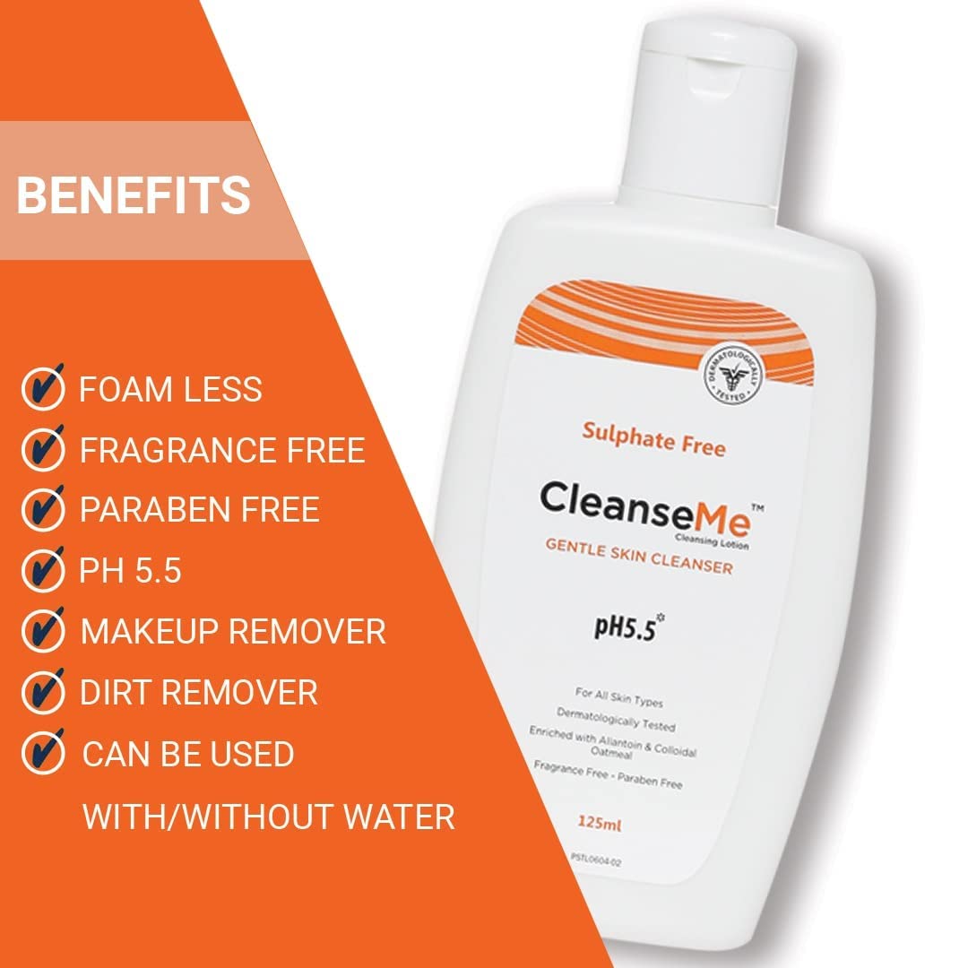 NOURRIR CleanseMe Gentle Skin Cleanser Face Wash | 125 ML |All Skin Types | Enriched with Allantoin & Colloidal Oatmeal | Use with or Without Water | Soap Free