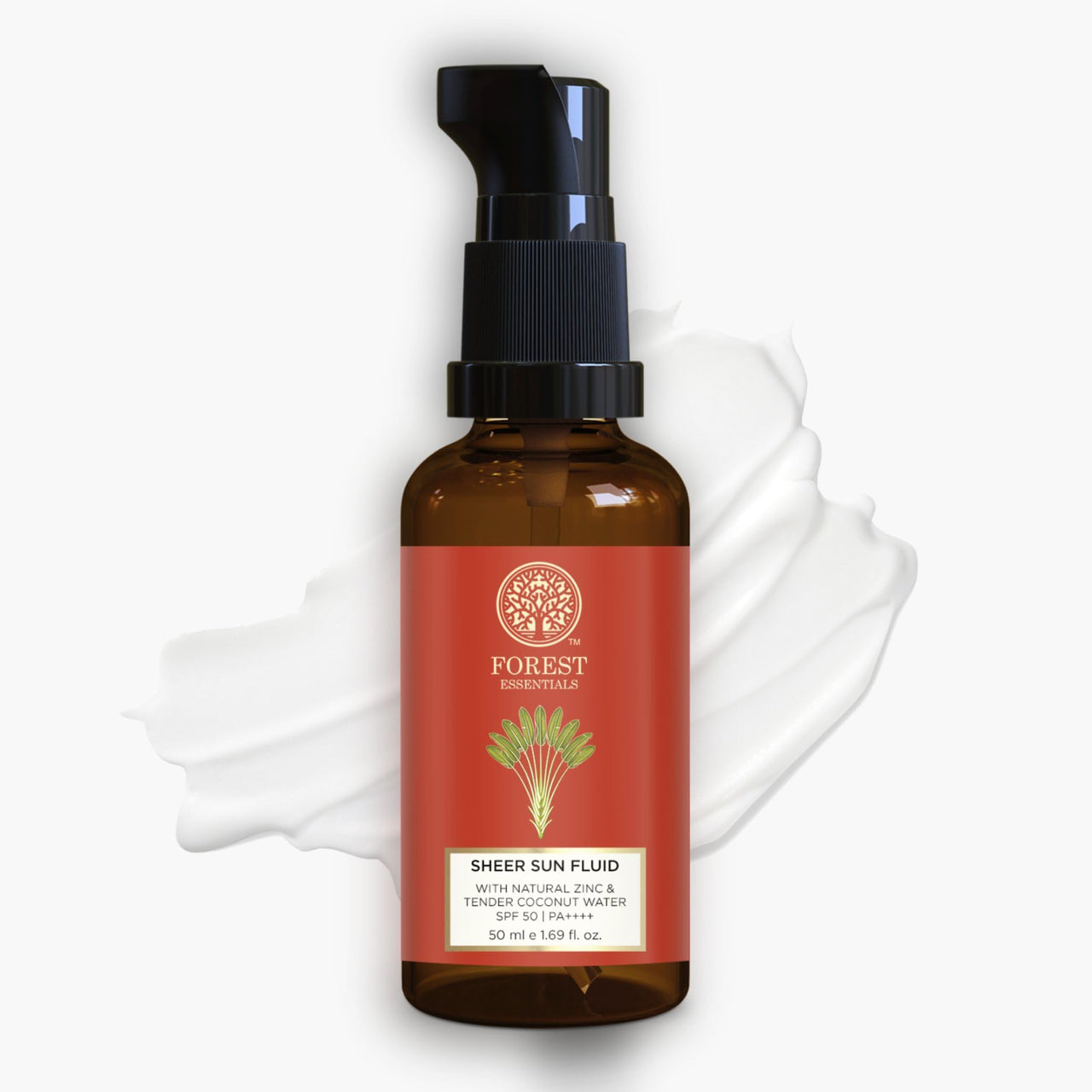Forest Essentials Sun Fluid Sunscreen | SPF 50PA ++ | With Natural Zinc & Hyaluronic Acid | No White Cast, Lightweight | With Vitamin C | Protects from UVA/UVB Rays | for Oily, Dry, & Combination Skin