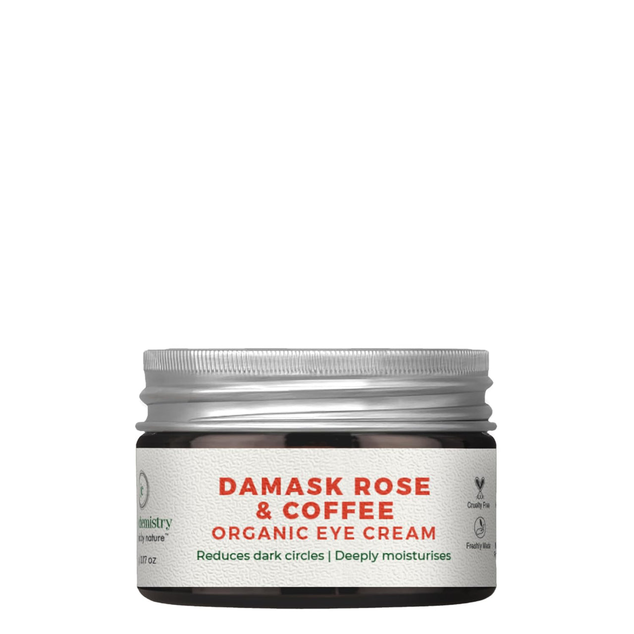 Juicy Chemistry Damask Rose & Coffee Under Eye Cream, 5 g, Caffeine-rich Eye Cream for Dark Circles, Fine Lines & Puffy Under Eyes - Certified Organic Night Eye Cream