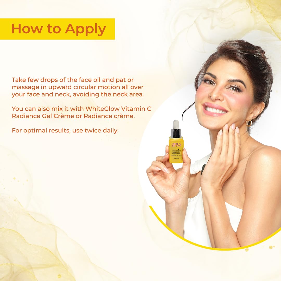 Lotus Herbals WhiteGlow Vitamin C and Gold Radiance Face Oil | For Dull & Dry Skin | Intense Hydration | 15ml (Pack of 2)