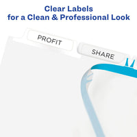 Avery 5-Tab Binder Dividers, Easy Peel Clear Labels for Copiers, Index Maker, White Tabs, 5 Sets (11421)