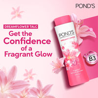 POND's  Dreamflower, Pink Lily Fragrant Talcum Powder, 400G, For Long-Lasting Fragrance, With Vitamin B3, Glowing Skin, For Men & Women