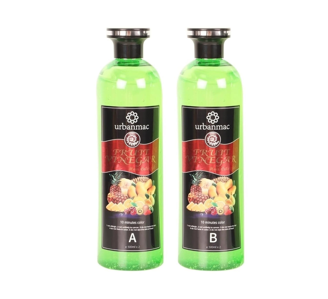 URBANMAC Fruit Vinegar Gel Hair Color Natural Hair Color Dye for Black Hair Dye(500ml x 2) - Black