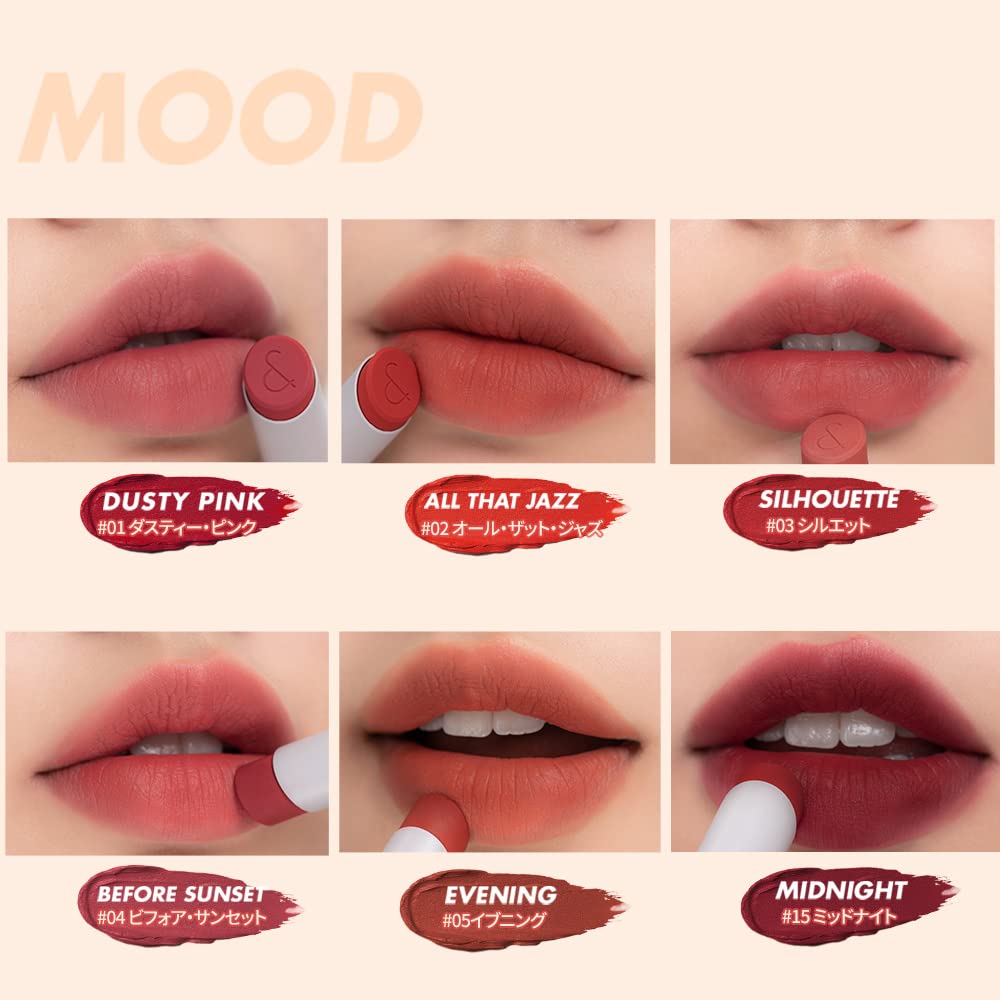 Rom&nd Zero Matte Lipstick - Lightweight, Velvety Matte, Buildable, Long-Lasting, Non-Drying - 01 Dusty Pink, 3g