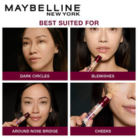 Maybelline New York Instant Age Rewind Eraser Radiant Finish Liquid Concealer,Medium with Foundation Oval Brush Count 2