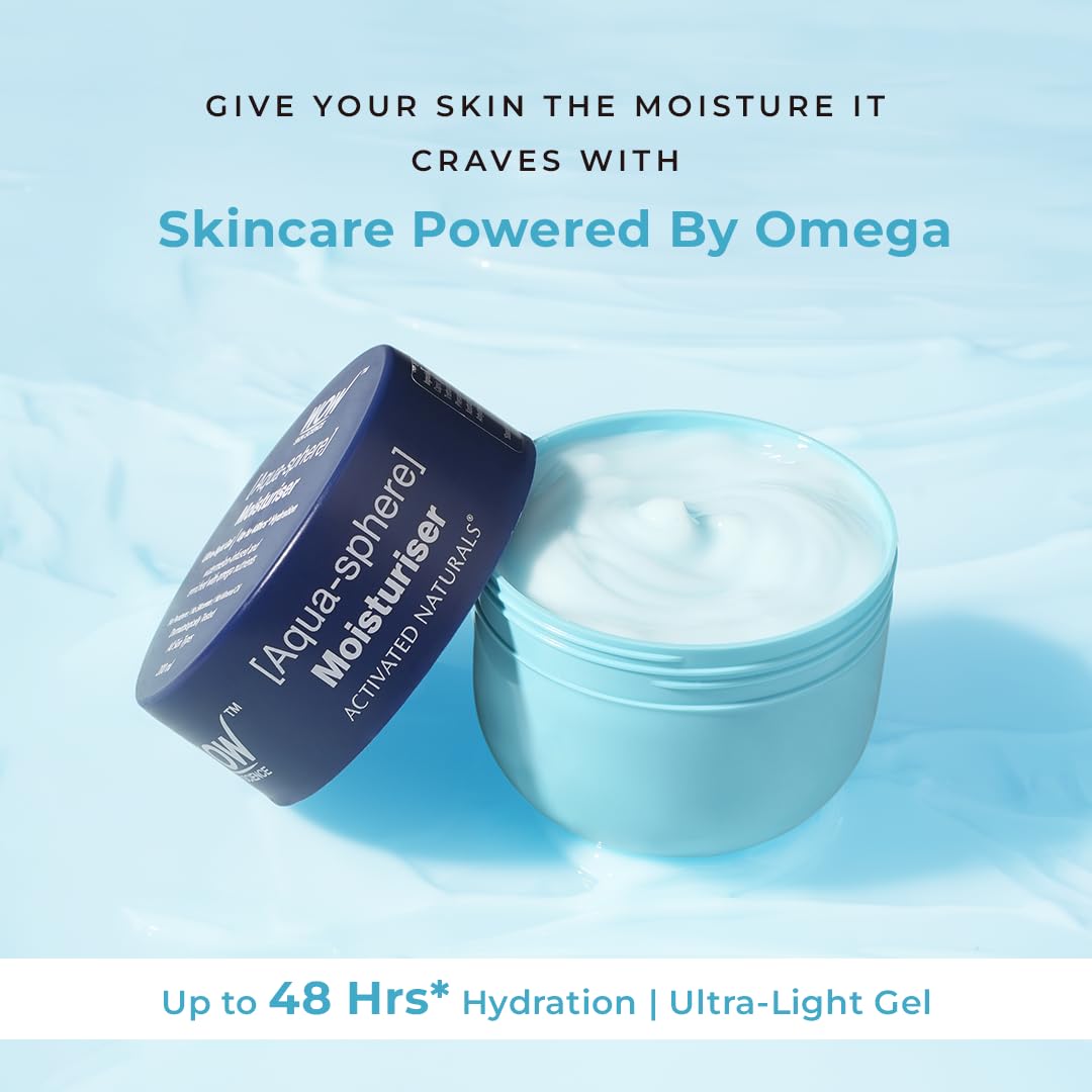 WOW Skin Science Aqua-Sphere Moisturiser | Up to 48Hrs Hydration | Ultra-Light Gel | Deep Moisture Lock | Lightweight & Non-Greasy | For All Skin Types | 200ml