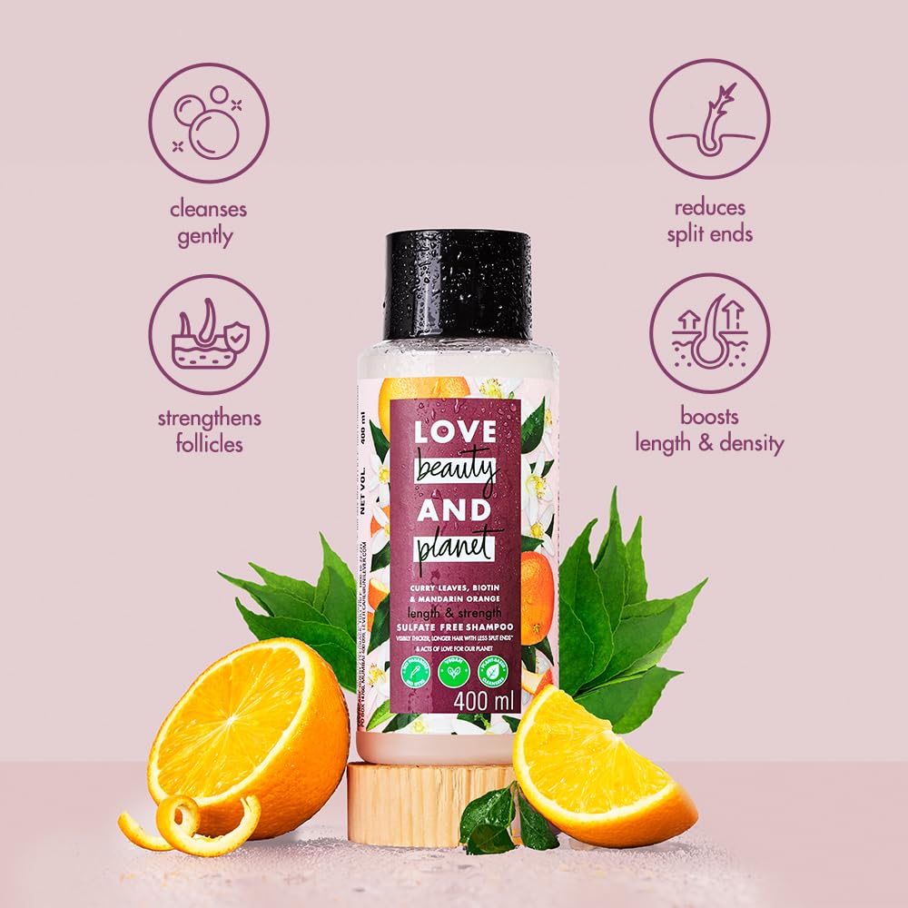 Love Beauty & Planet Curry Leaves|| Biotin & Mandarin Paraben & Sulfate Free Shampoo for long & strong hair|| 400ml