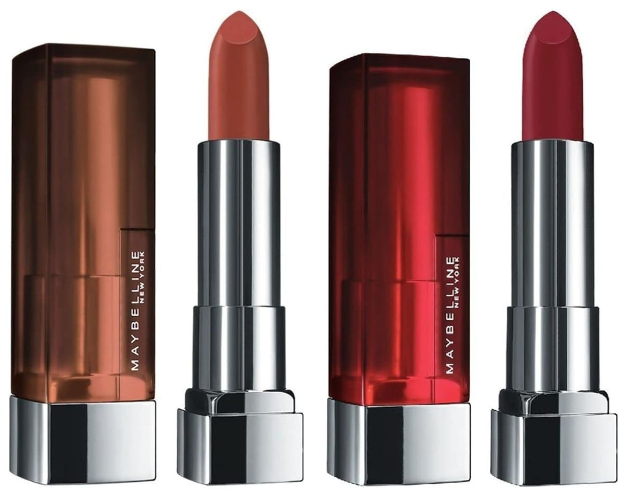 Maybelline New York Matte Lipstick, Intense Colour, 673 Midtown Pink, 3.9g & Maybelline New York Matte Lipstick, Intense Colour, Color Sensational Creamy Matte, 695 Divine Wine, 3.9g