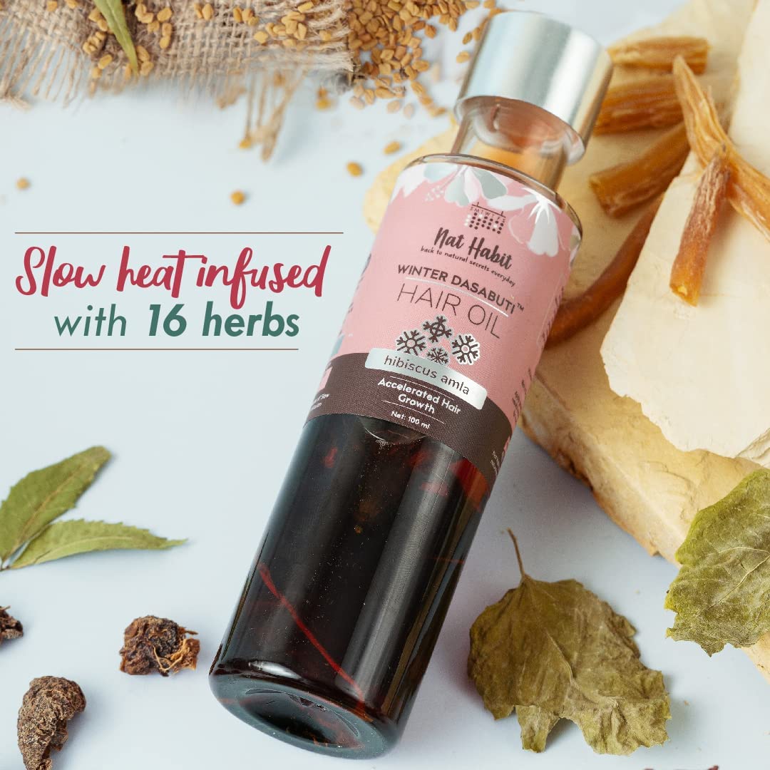 Nat Habit Dasabuti Winter Hair Oil & Hair Mask Combo For Men & Women, Tri Leaf Nutrimaks & Hibiscus Amla Oil For Hair Growth & Hair Fall Suitable For All Hair Types (Combo Pack of 3)