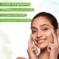 Mamaearth Rice Water Dewy Sunscreen with SPF 50 & PA++++ | UVA & UVB Protection | Tan Protection | Gives Glass Skin Glow | No White Cast | For All Skin Types | 80 g