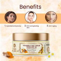 Khadi Organique Vitamin C Day Cream with SPF 30 for Skin Brightening | Sunscreen for Oily Skin & Dry Skin | Daily Use Cream for Women & Men - 50gm