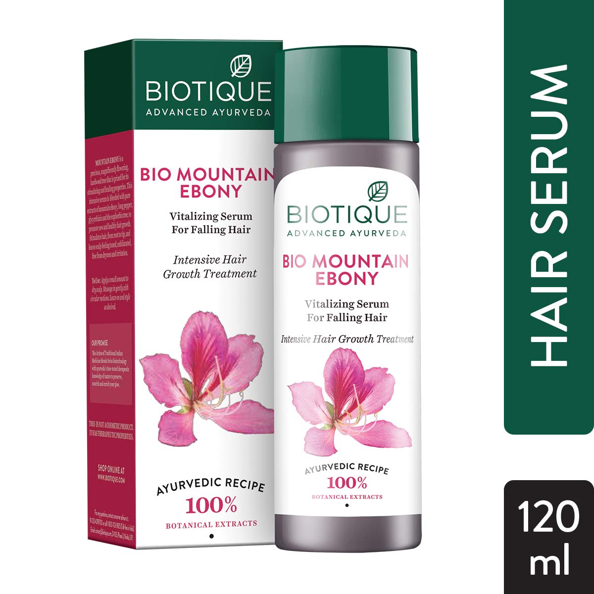 Biotique Bio Mountain Ebony Vitalizing Serum For Falling Hair Intensive Hair Growth Treatment, 120ML- Bio Kelp Fresh Growth Protein Shampoo, 190ml- Bio Bhringraj Fresh Growth Therapeutic Oil, 120ml