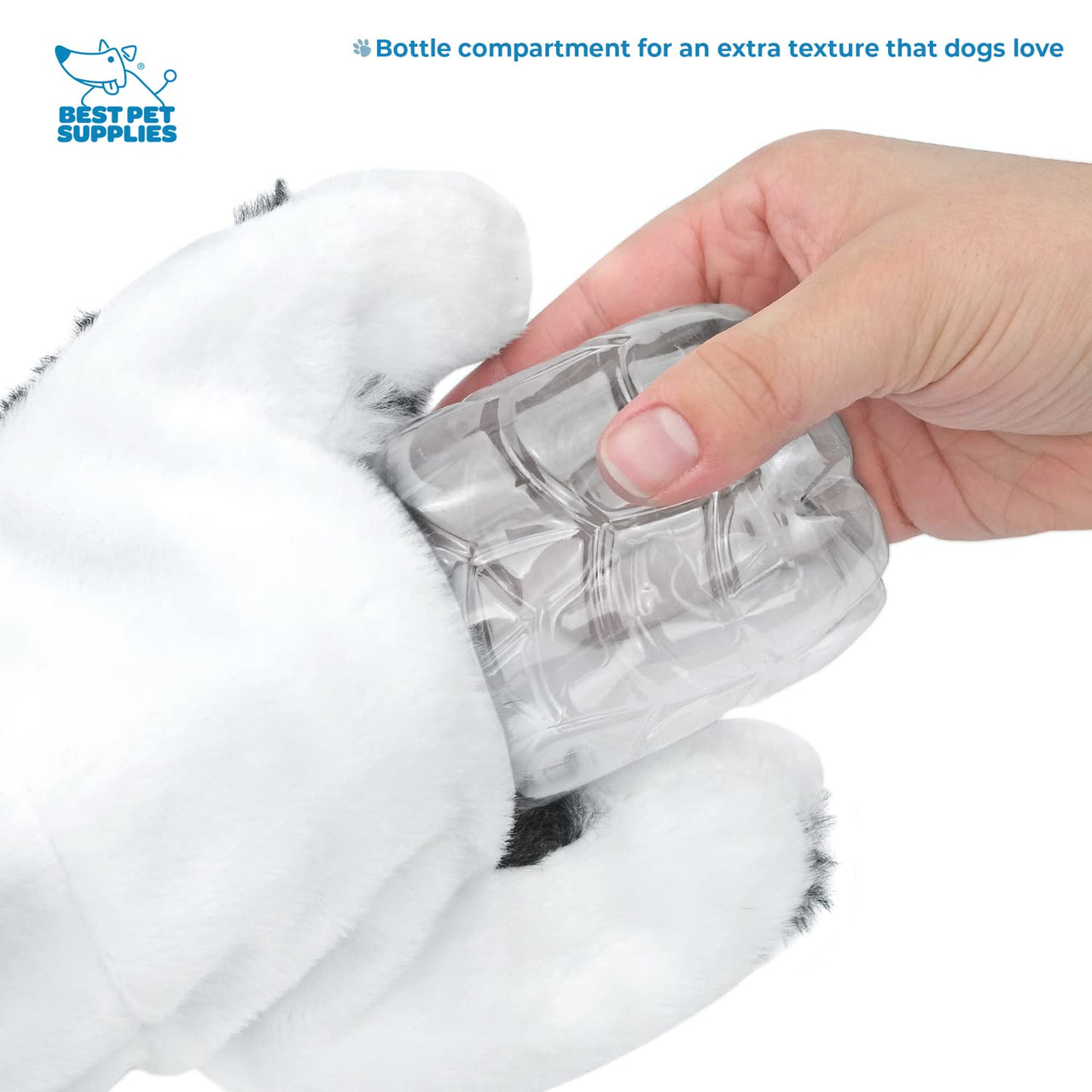 Best Pet Supplies 2-in-1 Stuffless Squeaky Dog Toys with Soft, Durable Fabric for Small, Medium, and Large Pets, No Stuffing for Indoor Play, Holds a Plastic Bottle - Sheep, Cow, Medium Multicolor/Sheep & Cow