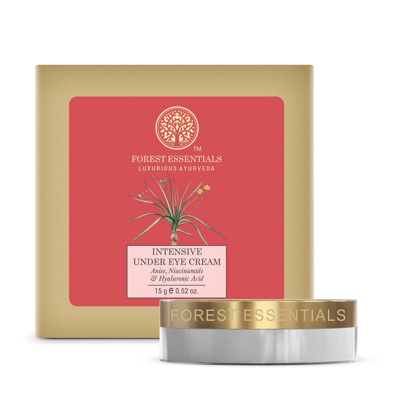 Forest Essentials Intensive Eye Cream with Anise | Reduces Fine Lines, Uner Eye Wrinkles, Dark Circles & Puffiness | For Women & Men | Soothing & Nourishing Ayurvedic Under Eye Cream | 15 g