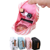 House of Quirk Polyester Makeup Bag Lazy Cosmetic Bag Travel Toiletry Bag Cosmetic Make Up Organizer Waterproof Travel Accessories For Women And Girls (Pink Stripes),W-5 Cm, Small