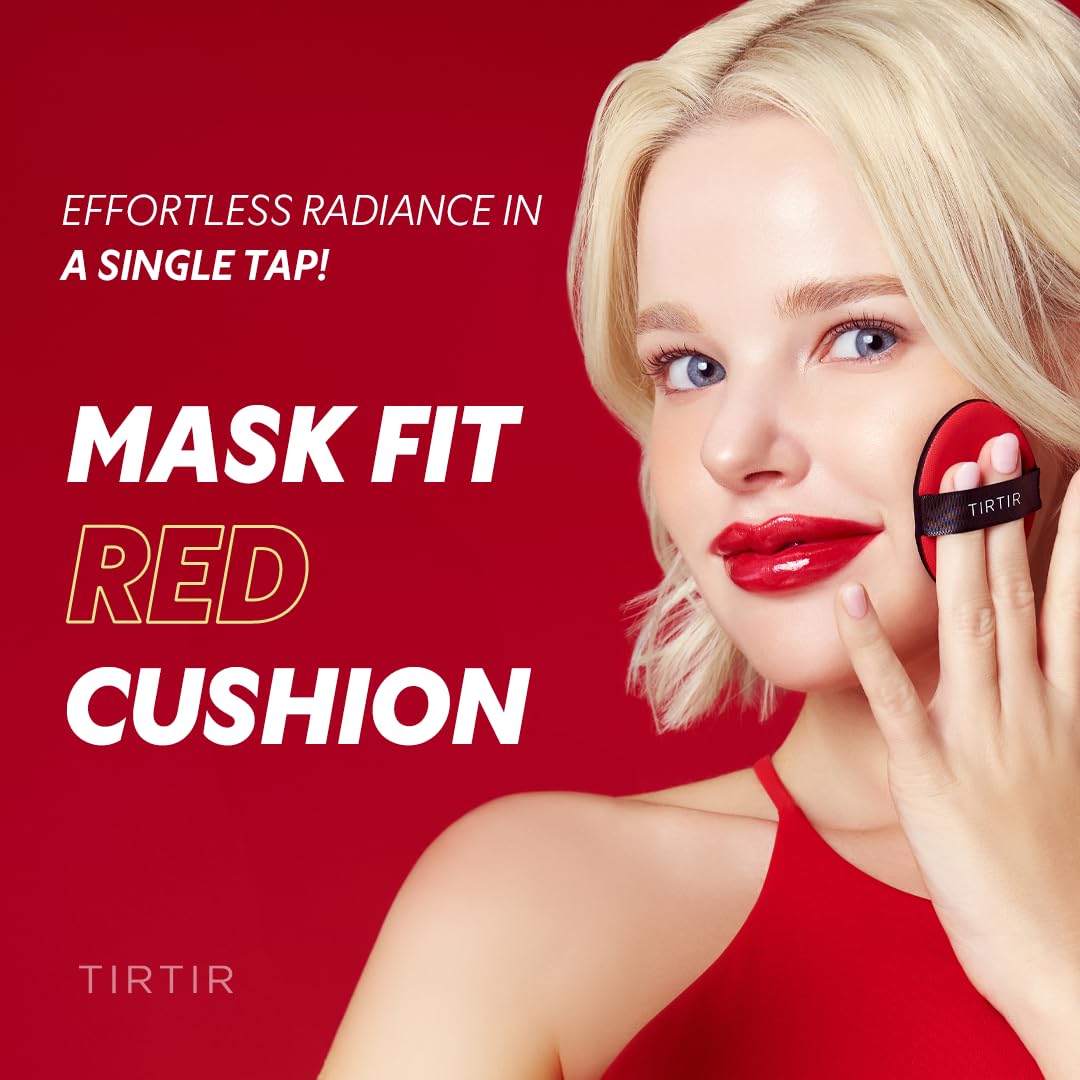 TIRTIR Mask Fit Red Cushion Foundation | Full coverage, Skin fit, Satin Glow Finish | Korean Cushion Foundation #24W SOFT BEIGE | 18g
