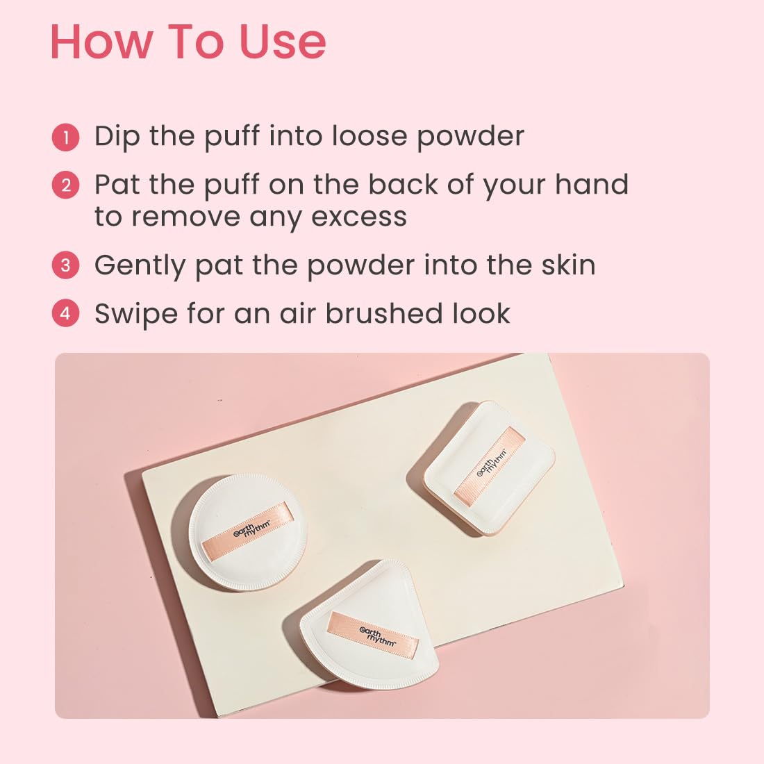 Earth Rhythm Beauty Makeup Powder Puff, Foundation Puff, Sponge for Smooth Coverage | Ultra Soft | Travel Friendly | Square - Pack of 1