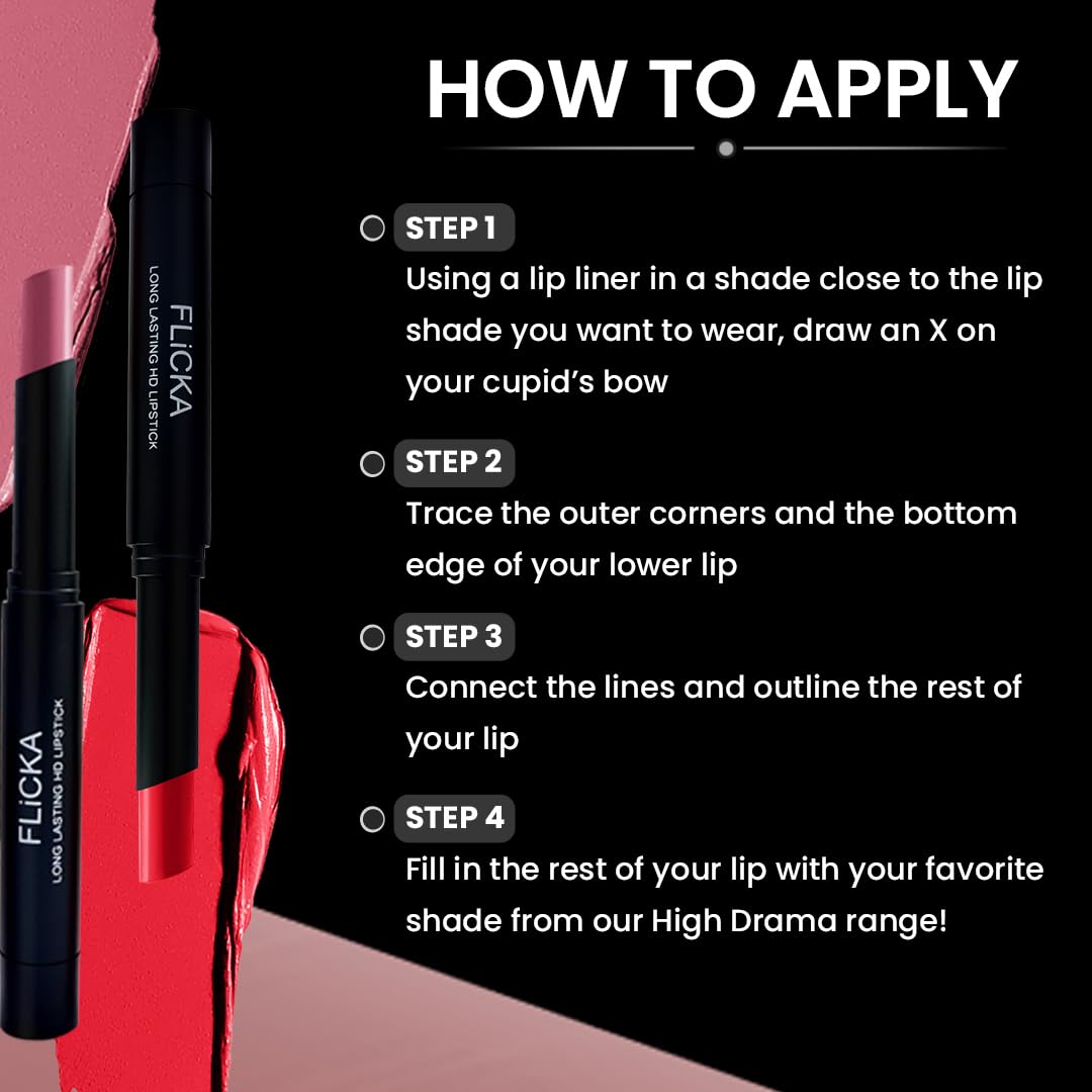 FLiCKA High Drama Matte Lipstick Introvert & Lip Liner Moscow Combo | 09